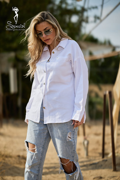 Classic Gabardine Button-Up Shirt