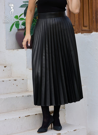 Leather Tiered Maxi Skirt